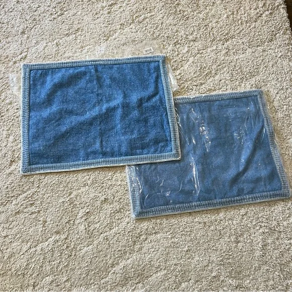 Set of 2 Serena and Lily Linen Chenille Pillow 18x24 French Blue Pillow Shams - Picture 2 of 9